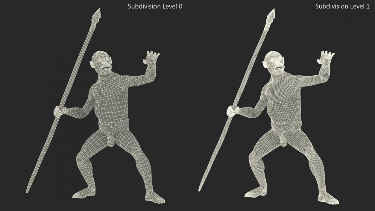 Homo Habilis with Spear Fur 3D