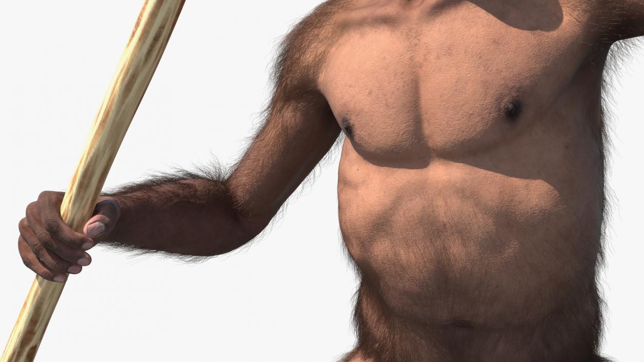 Homo Habilis with Spear Fur 3D