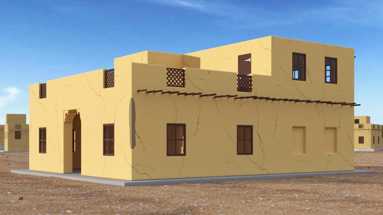 Cartoon Middle Eastern Adobe House 3D model