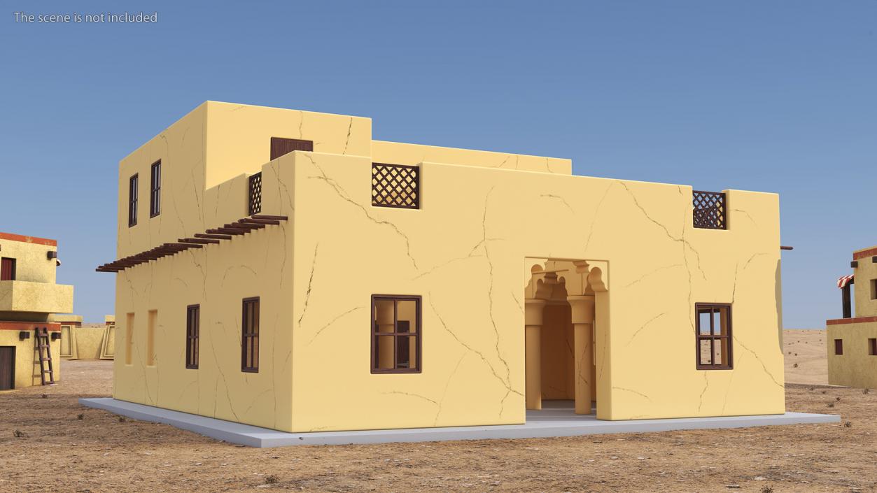 Cartoon Middle Eastern Adobe House 3D model