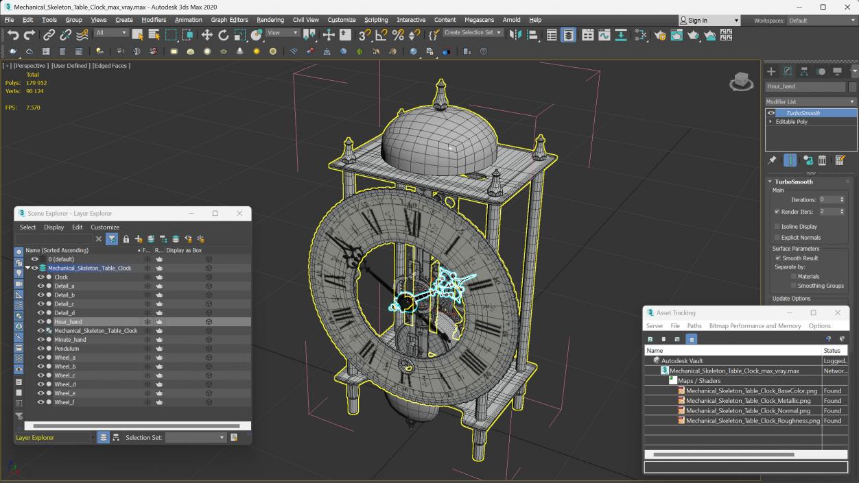 3D Mechanical Skeleton Table Clock