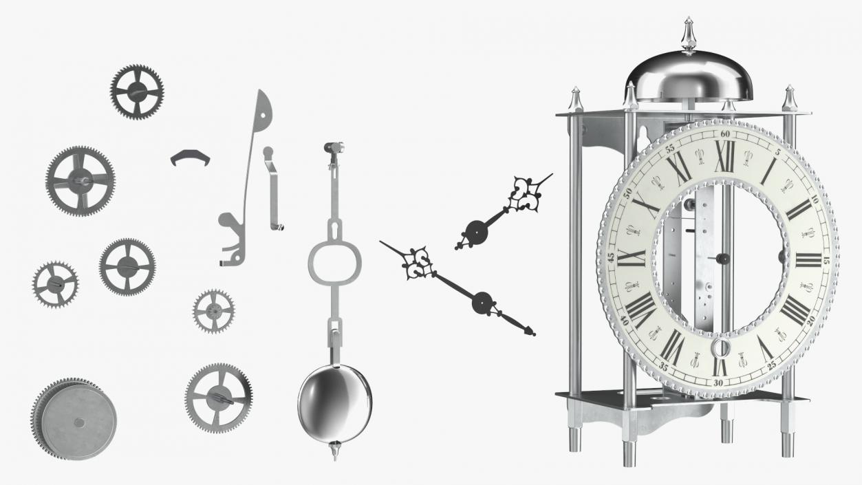 3D Mechanical Skeleton Table Clock