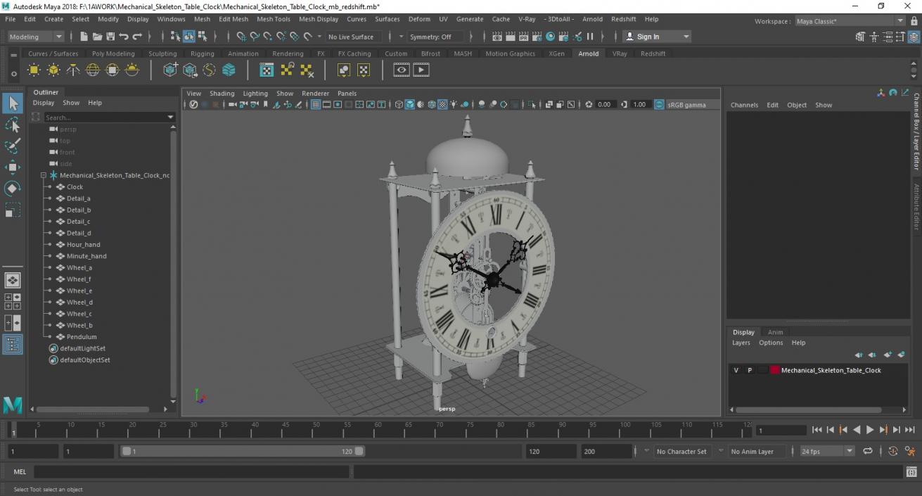 3D Mechanical Skeleton Table Clock