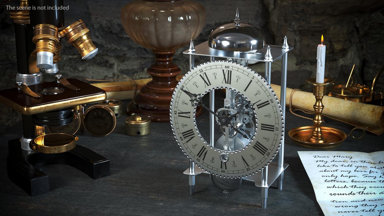 3D Mechanical Skeleton Table Clock