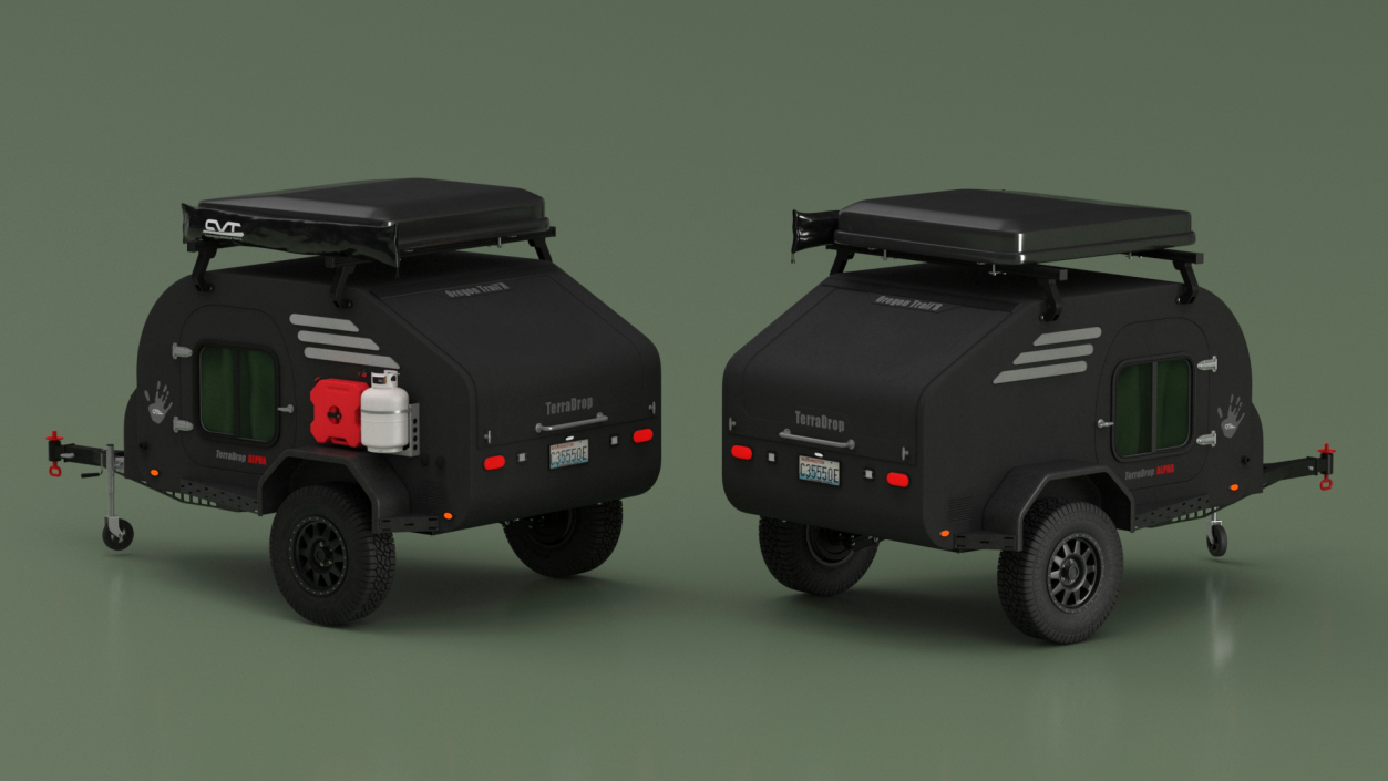 Black Trailer Teardrop Lights On 2 3D model