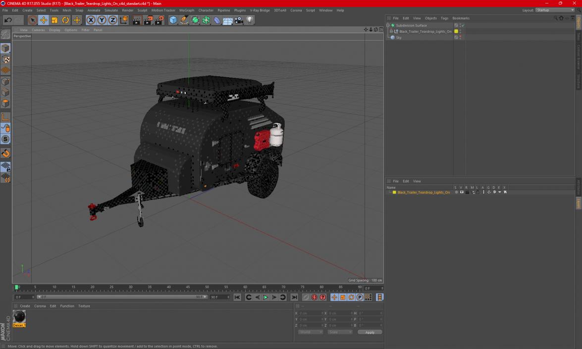 Black Trailer Teardrop Lights On 2 3D model