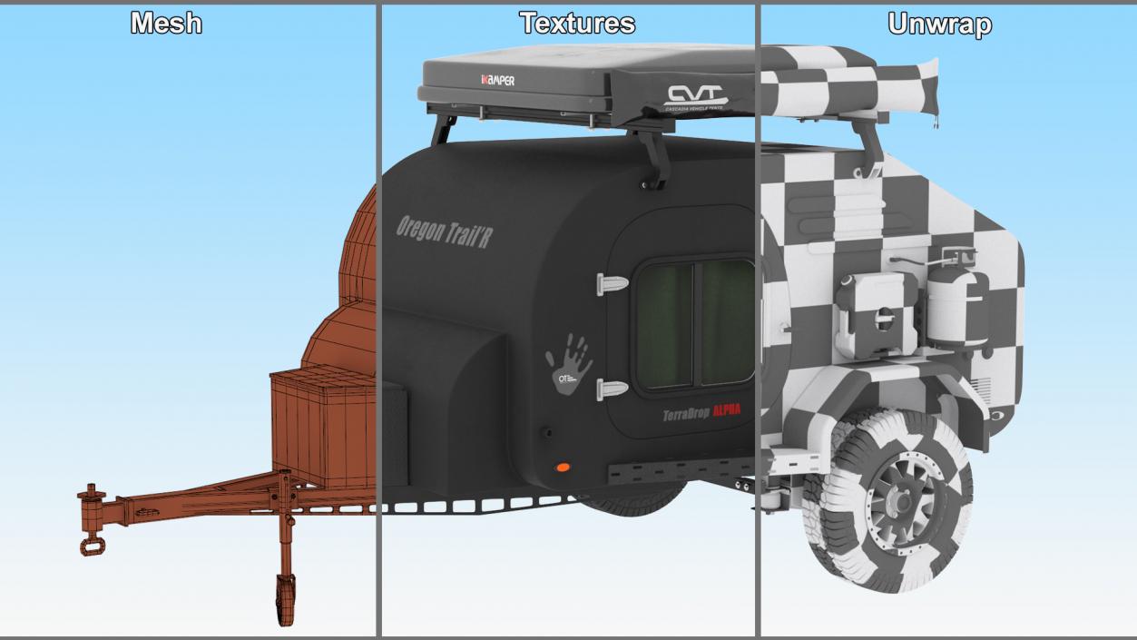 Black Trailer Teardrop Lights On 2 3D model