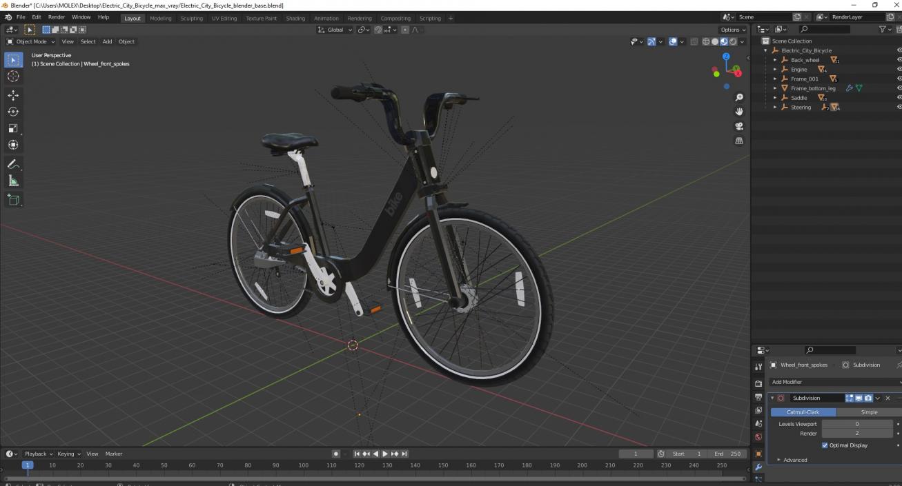 3D Electric City Bicycle