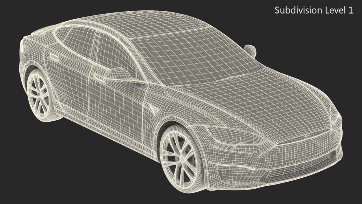 3D Electric Liftback Sedan model