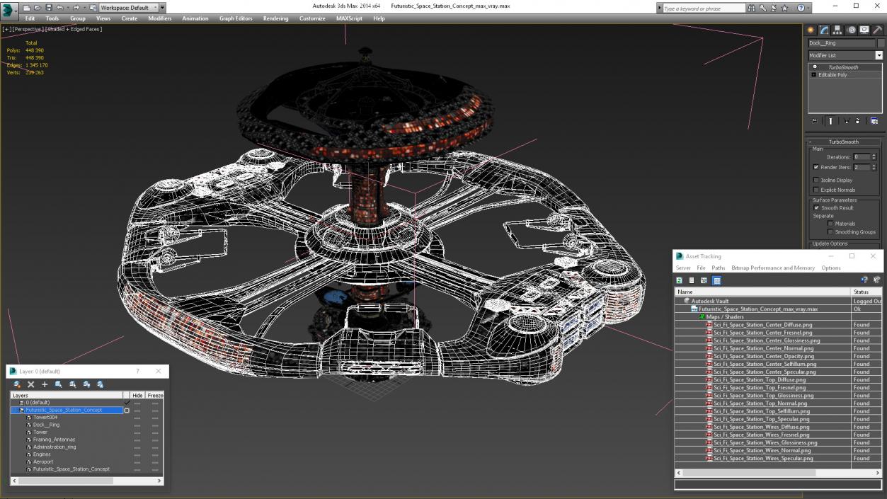 Futuristic Space Station Concept 3D