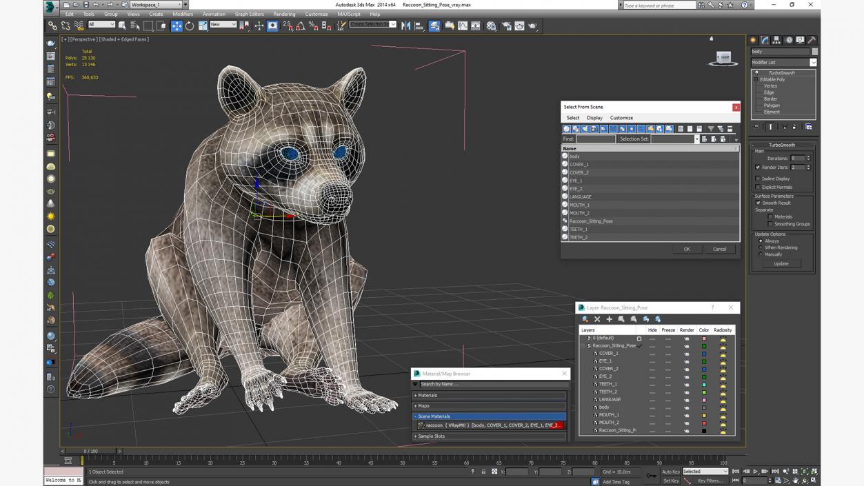 3D model Raccoon Sitting Pose