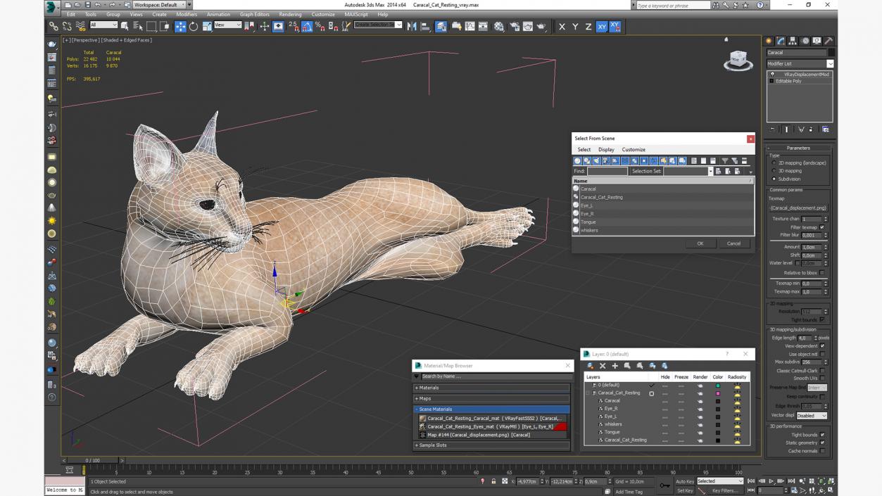 Caracal Cat Resting 3D model