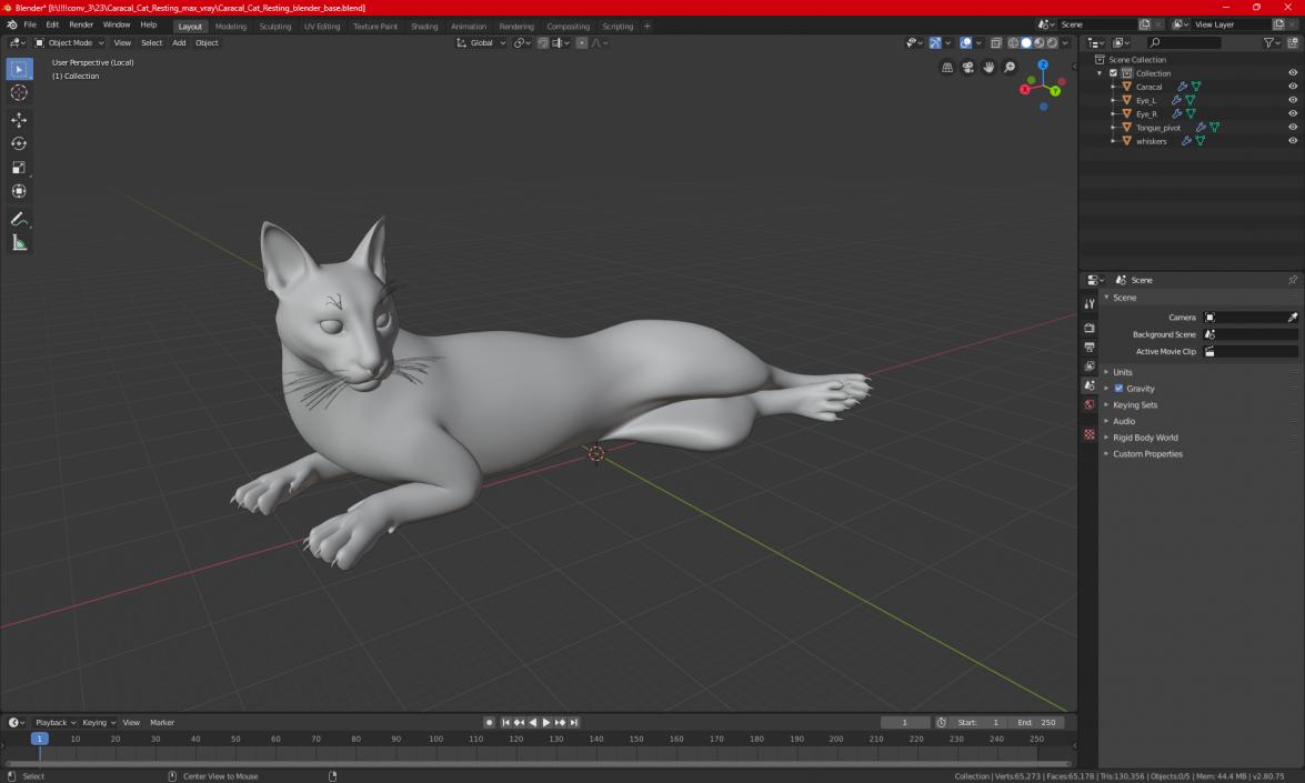 Caracal Cat Resting 3D model