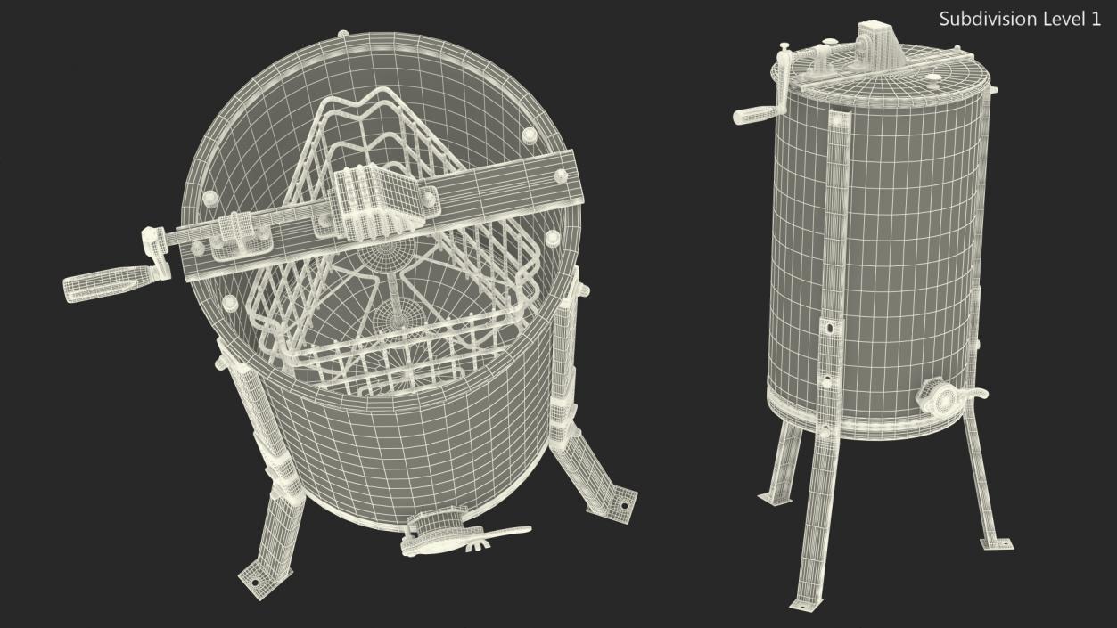 3D model Stainless Steel Manual Honey Extractor Rigged