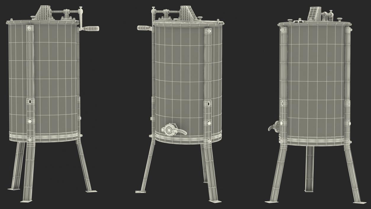 3D model Stainless Steel Manual Honey Extractor Rigged