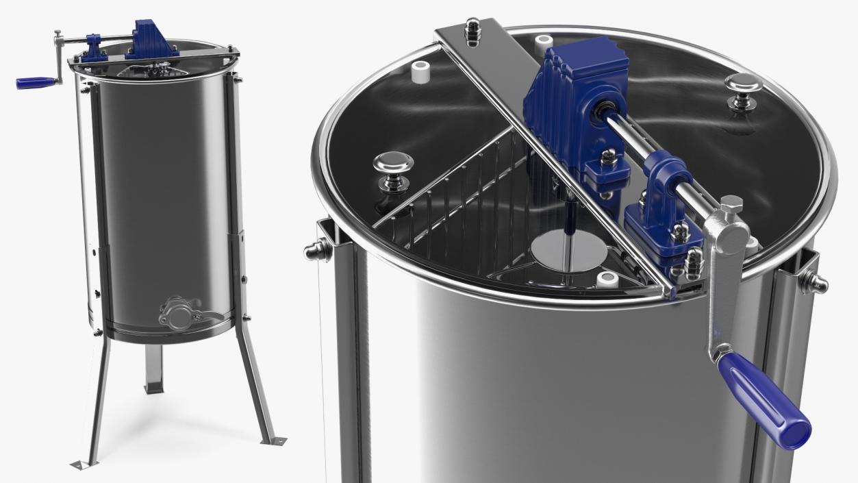 3D model Stainless Steel Manual Honey Extractor Rigged