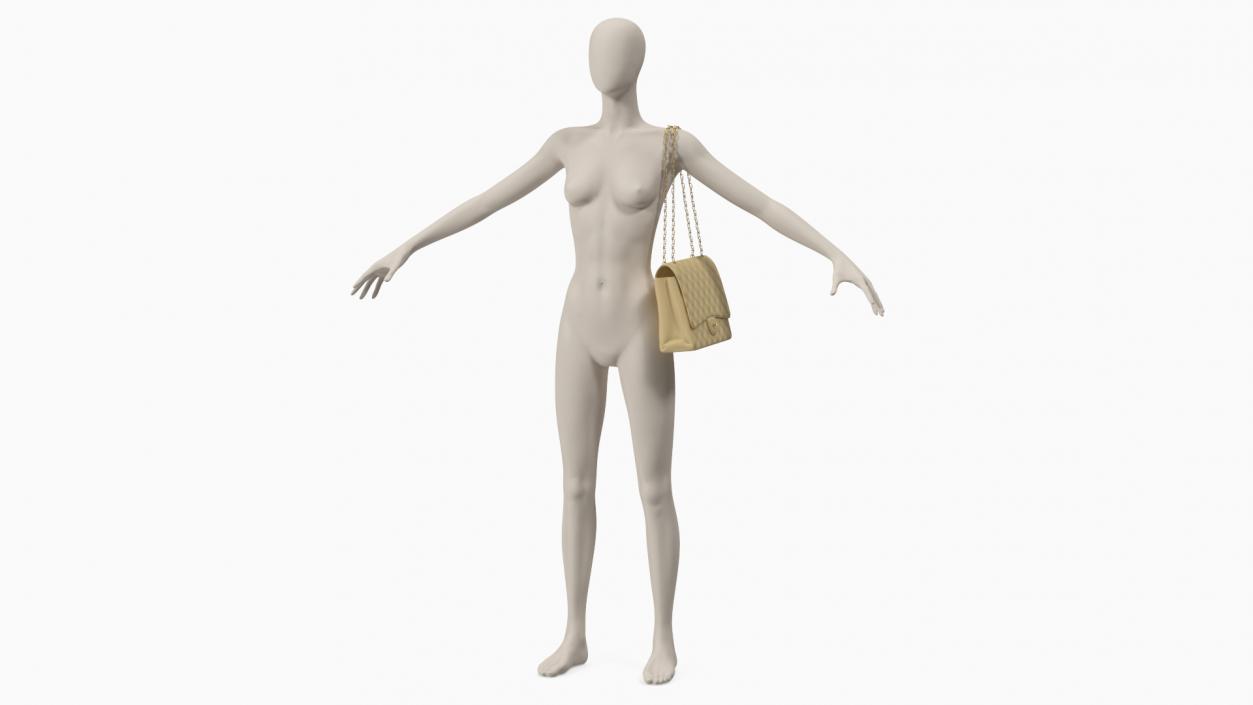 3D Leather Classic Womens Handbag on Mannequin model