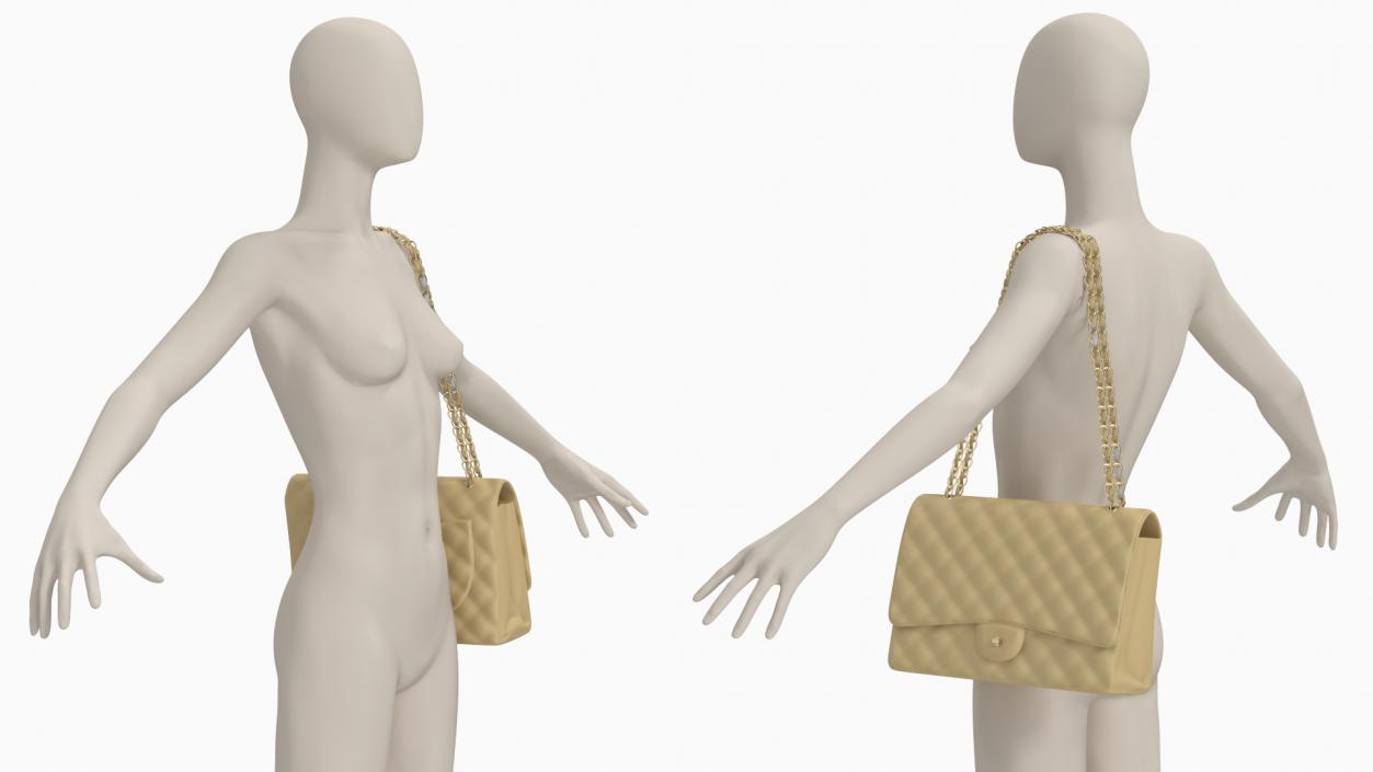 3D Leather Classic Womens Handbag on Mannequin model