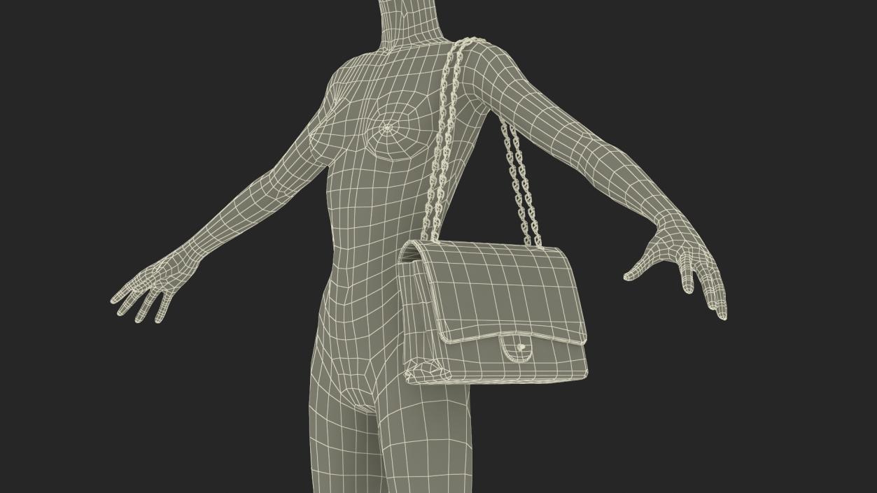 3D Leather Classic Womens Handbag on Mannequin model