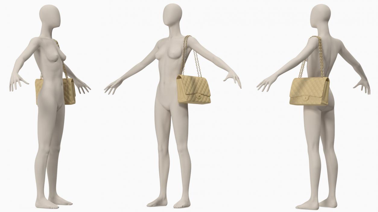 3D Leather Classic Womens Handbag on Mannequin model