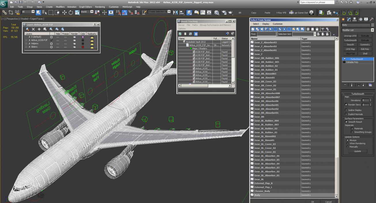 3D model Airbus A330-P2F Generic Rigged