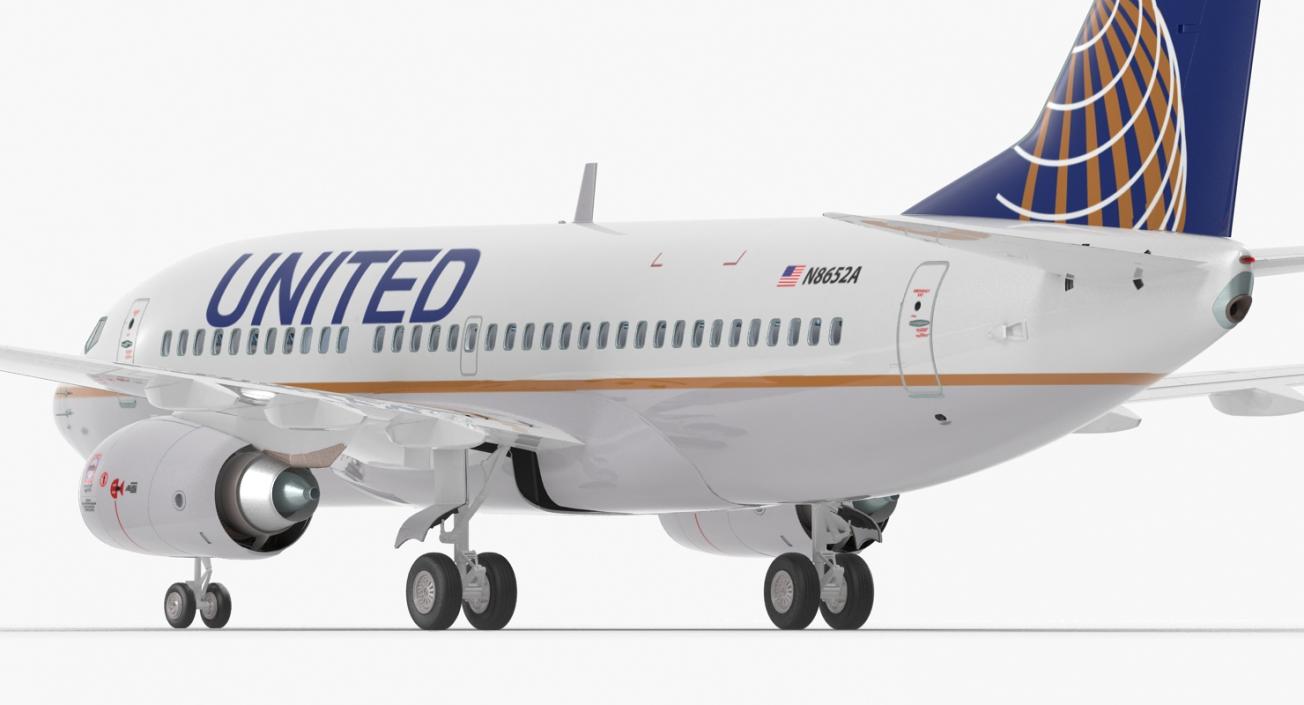 3D Boeing 737-700 with Interior United Airlines Rigged