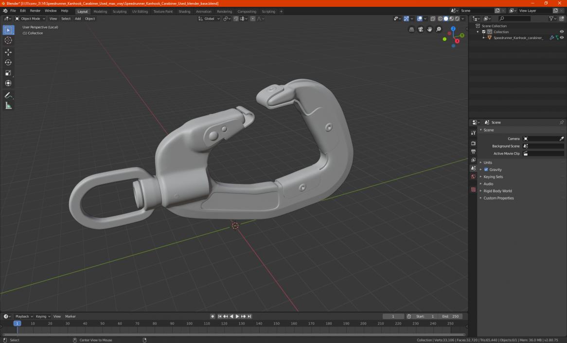 Speedrunner Kanhook Carabiner Used 3D model