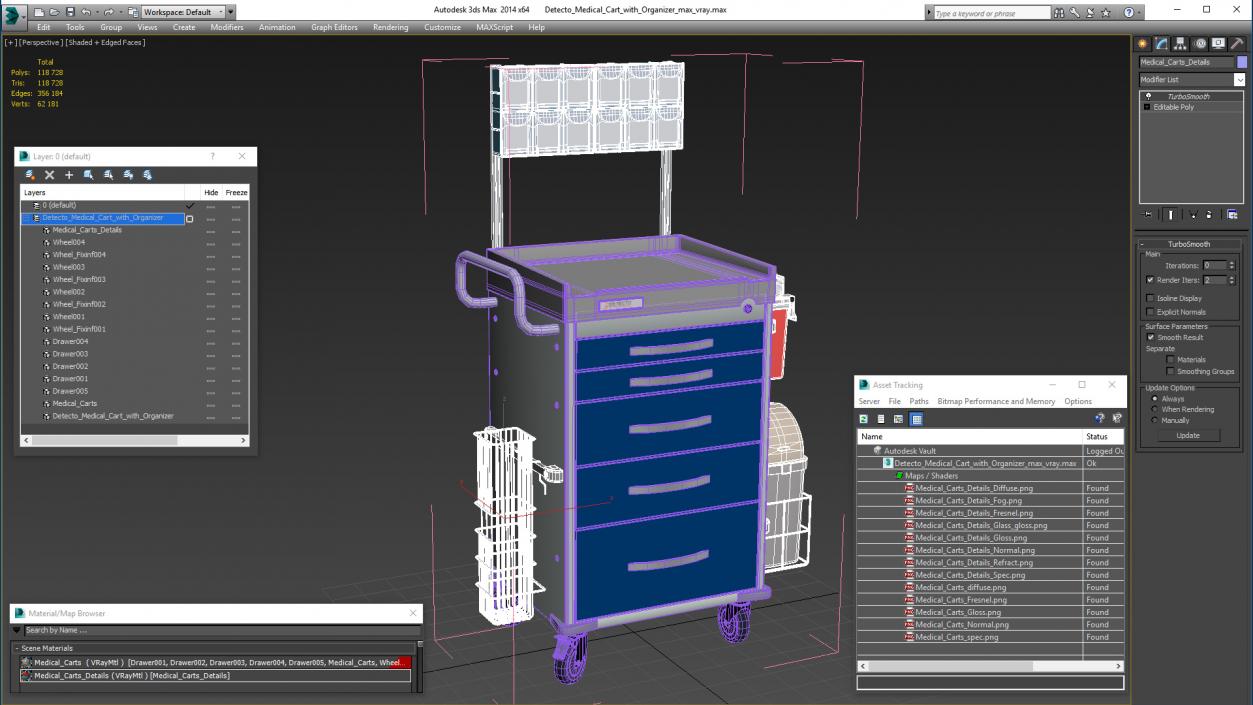 3D model Detecto Medical Cart with Organizer