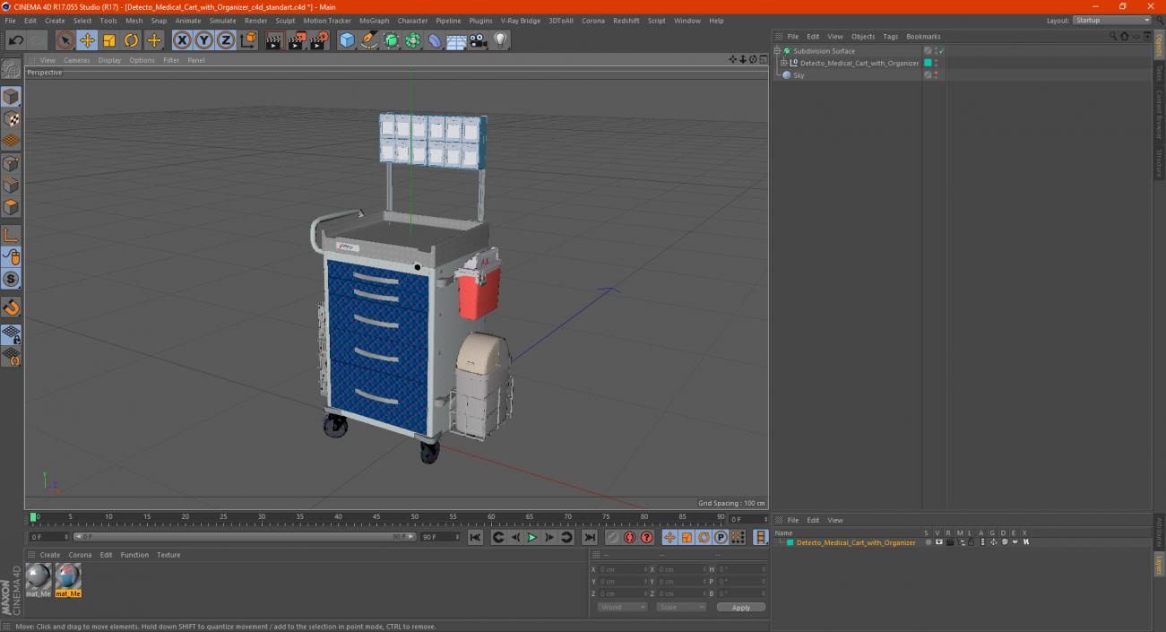 3D model Detecto Medical Cart with Organizer