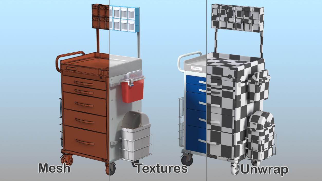 3D model Detecto Medical Cart with Organizer