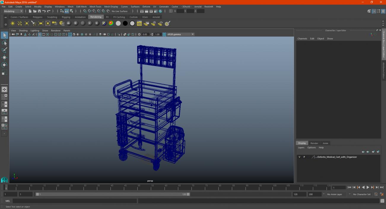 3D model Detecto Medical Cart with Organizer