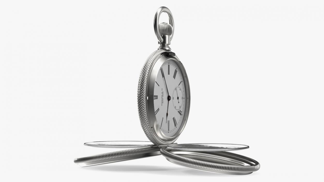 Silver Tiffany Pocket Watch Open 3D