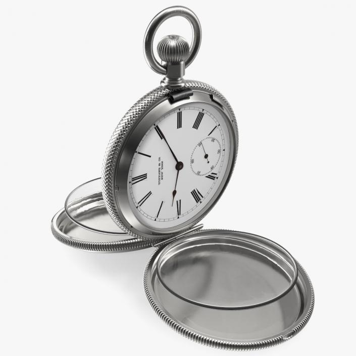 Silver Tiffany Pocket Watch Open 3D