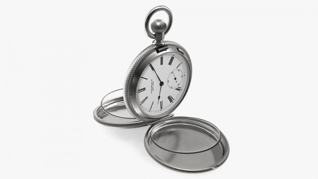 Silver Tiffany Pocket Watch Open 3D