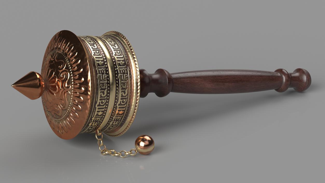 3D Tibetan Buddhist Prayer Wheel-Copper Base