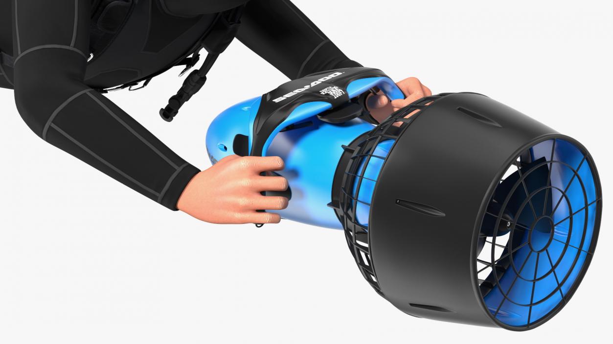 3D Diver with Sea Scooter Propulsion Vehicle