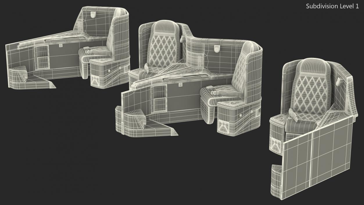 3D Airplane Business Class Seats Set model