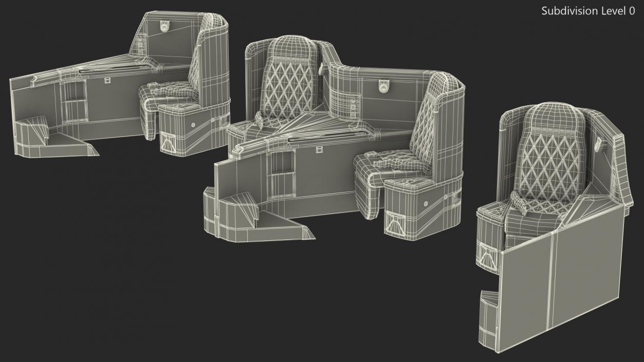 3D Airplane Business Class Seats Set model