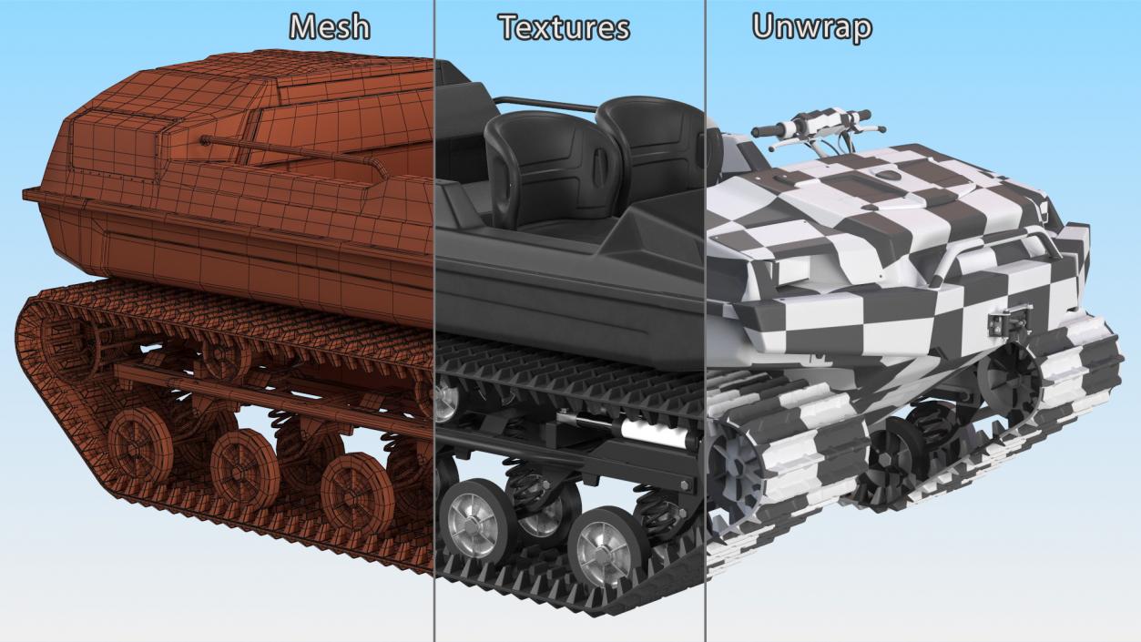 3D Track Vehicle No Roof Rigged model