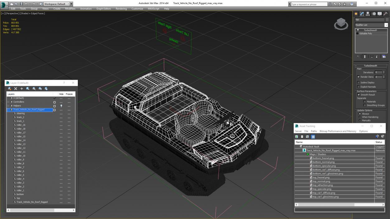 3D Track Vehicle No Roof Rigged model