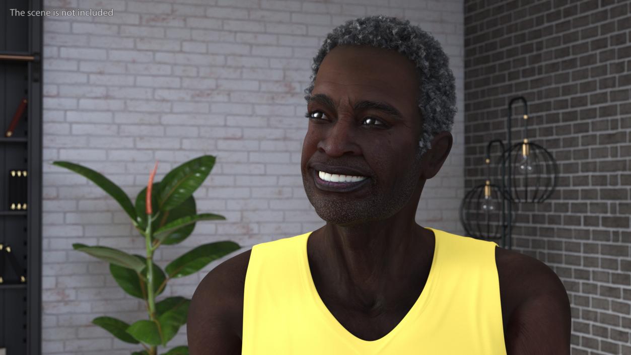 Afro American Grandpa Wearing Pajamas Rigged 3D model