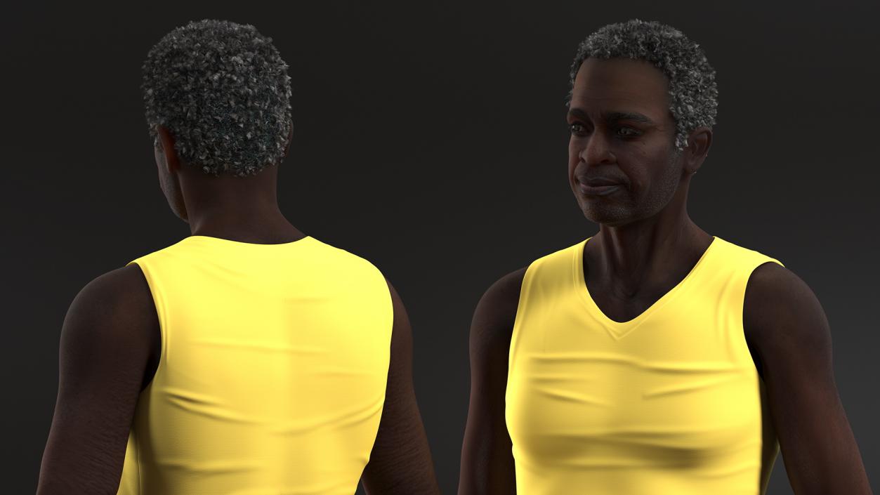 Afro American Grandpa Wearing Pajamas Rigged 3D model