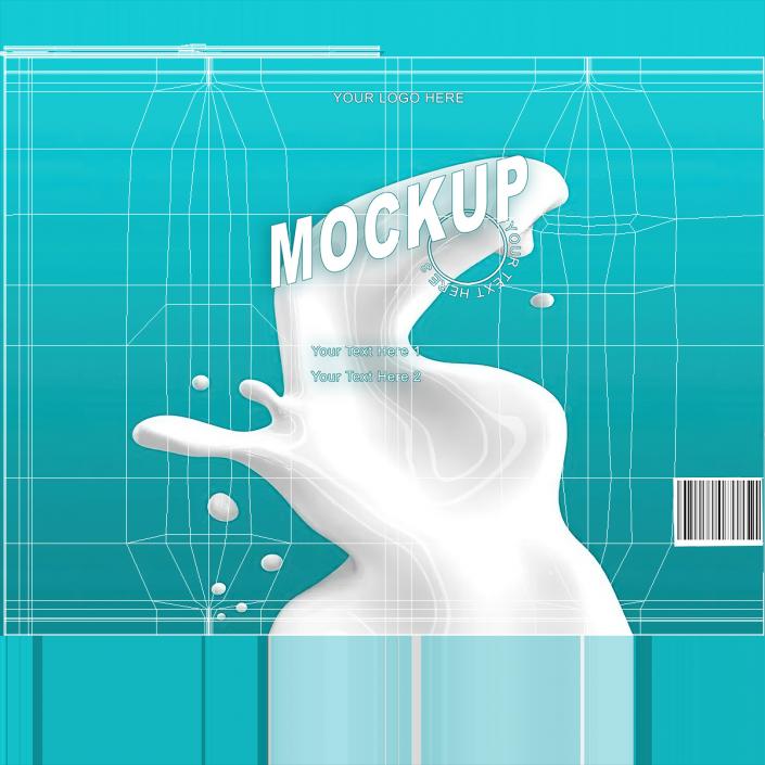 3D model Pillow Shape Milk Packaging Mockup Green