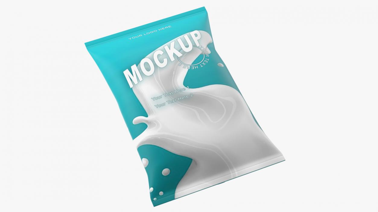 3D model Pillow Shape Milk Packaging Mockup Green