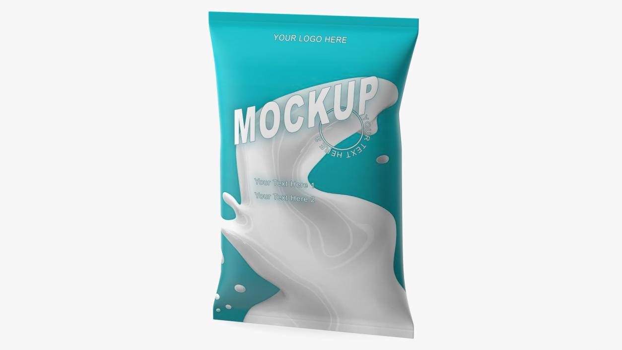 3D model Pillow Shape Milk Packaging Mockup Green