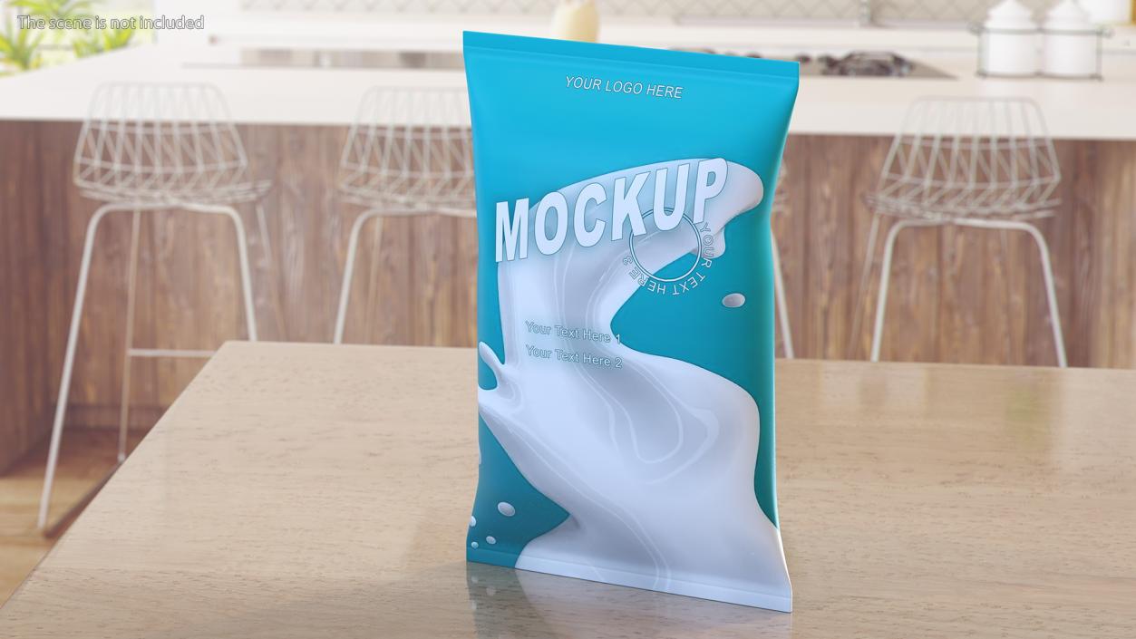 3D model Pillow Shape Milk Packaging Mockup Green