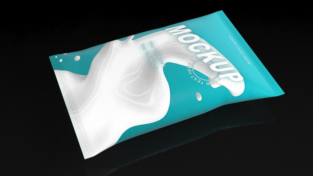 3D model Pillow Shape Milk Packaging Mockup Green