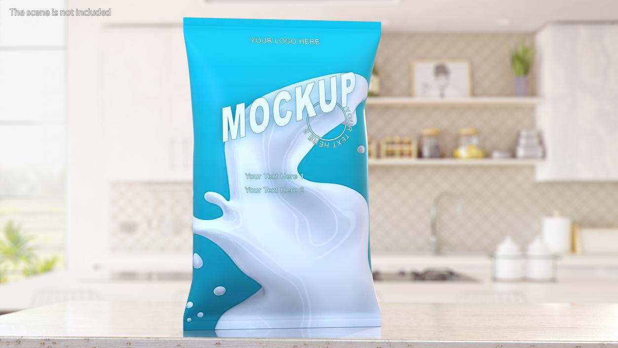 3D model Pillow Shape Milk Packaging Mockup Green