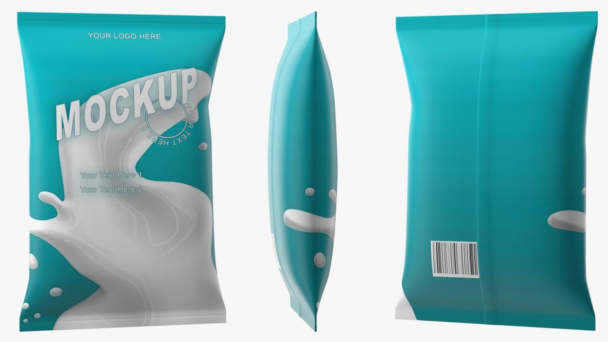 3D model Pillow Shape Milk Packaging Mockup Green