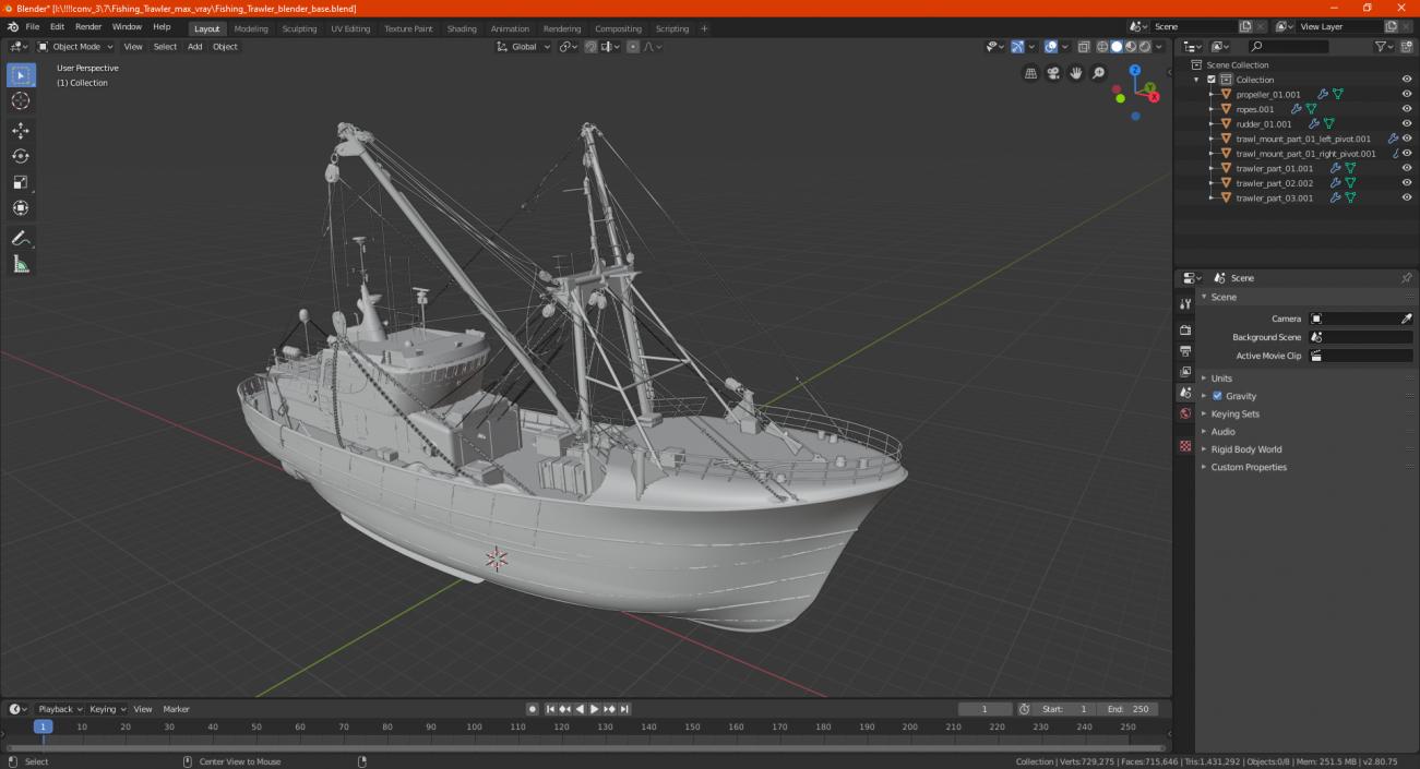 3D model Fishing Trawler